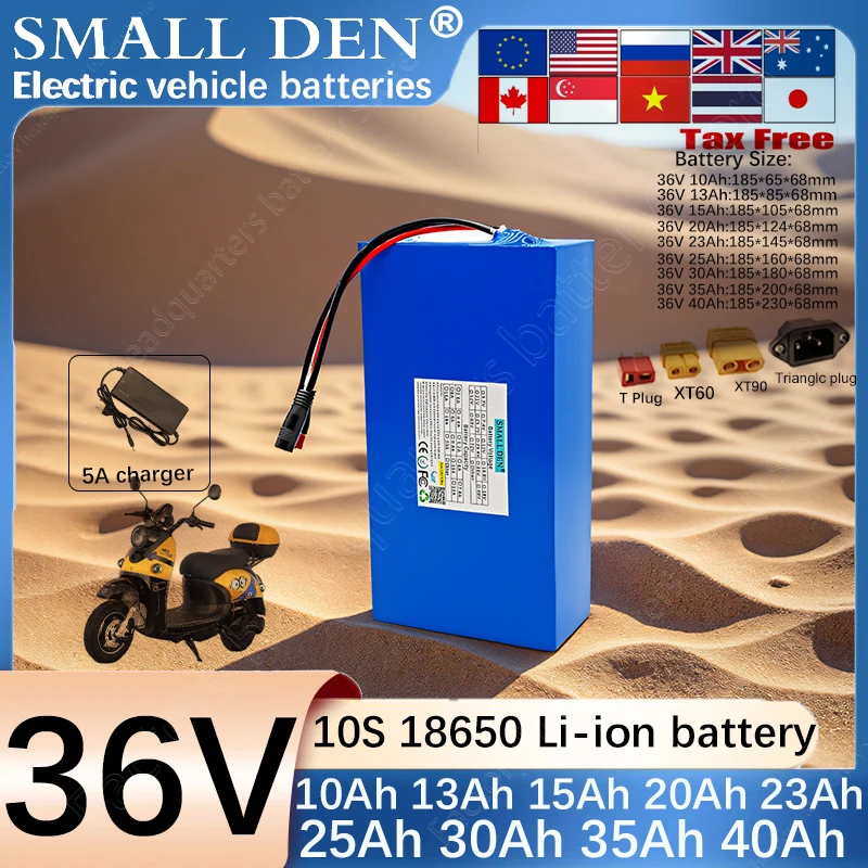 

New 36V 40Ah 35Ah 30Ah 25Ah 23Ah 20Ah 15Ah 13A 10A 18650 Lithium battery pack 1000W Suitable for various power tools +5A charger