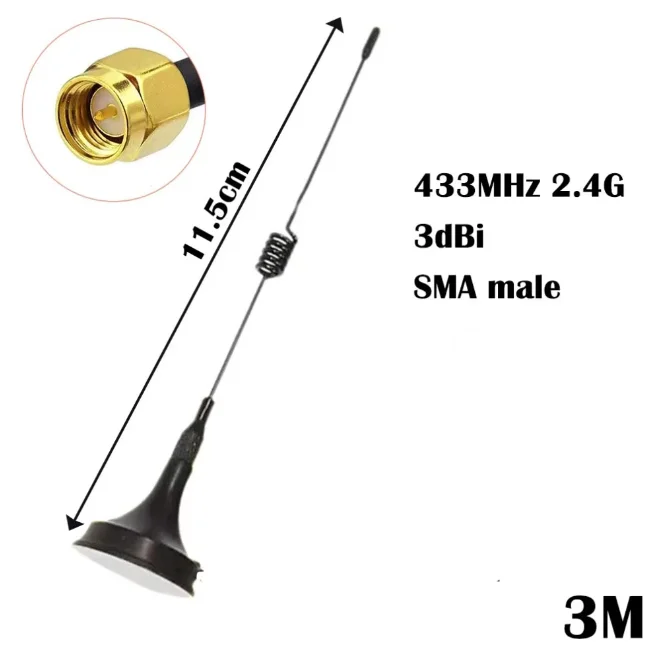 433MHz 2.4G External WiFi Suction Cup Antenna Magnetic Mount Cabinet Signal Antenna 433Mhz High Gain Suction Antenna