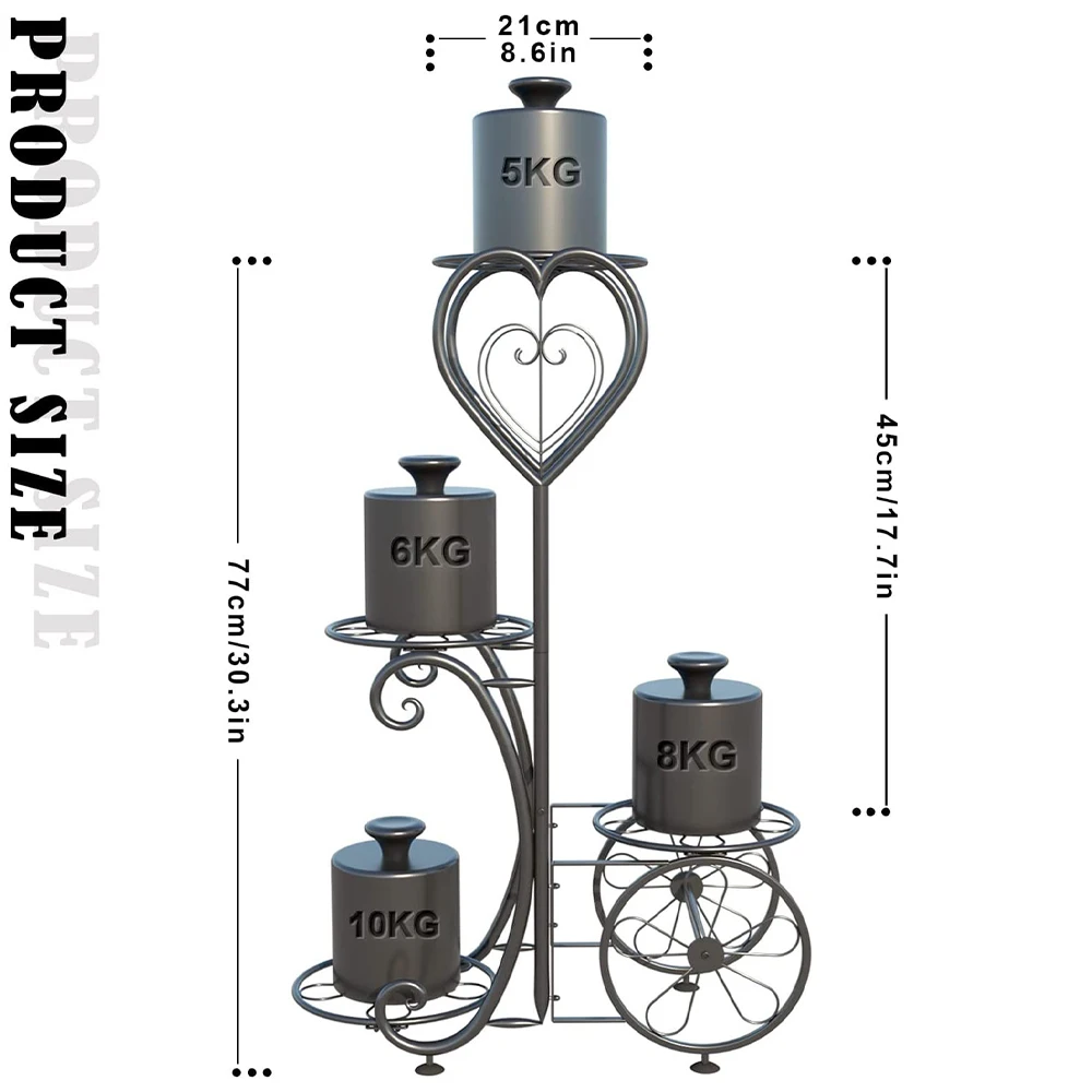 Metal 4 Tier Plant Stand Indoor Outdoor Flower Pot Holder Display Vertical Shelves Shelf Multiple Organizer for Garden Patio