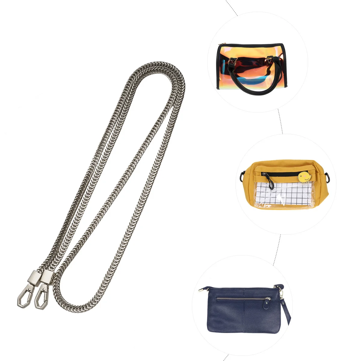 メタルバッグチェーン レディース シルバー クロスボディストラップ DIY ショルダーバッグ パースアクセサリー スムースグロッシーデザイン メタルハンドバッグチェーン