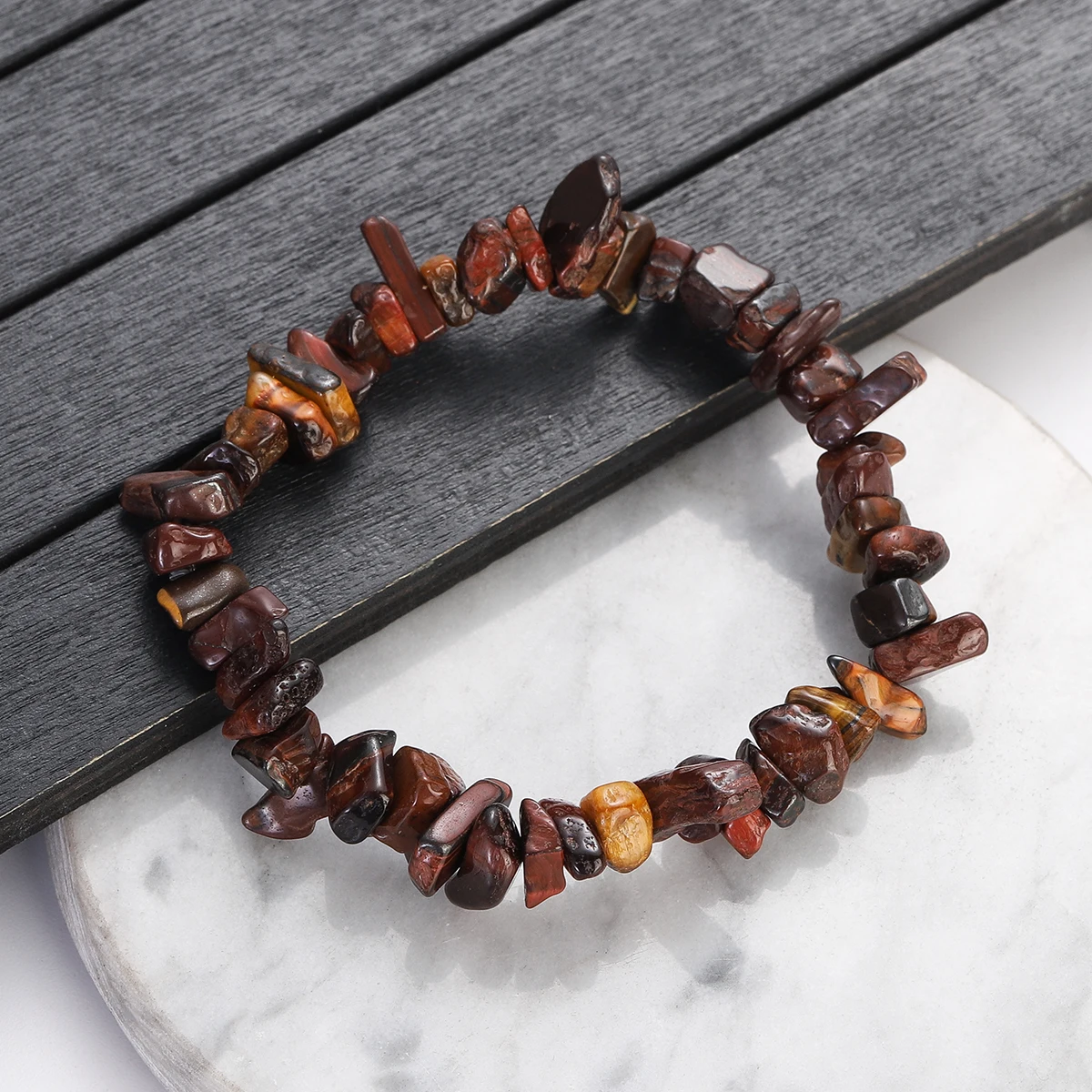 Natural Crystal Chip Bead Stretch Bracelet Irregular Agate Amethyst Imperial Stone Chakra Beaded Bangle Women Boho Jewelry Gift