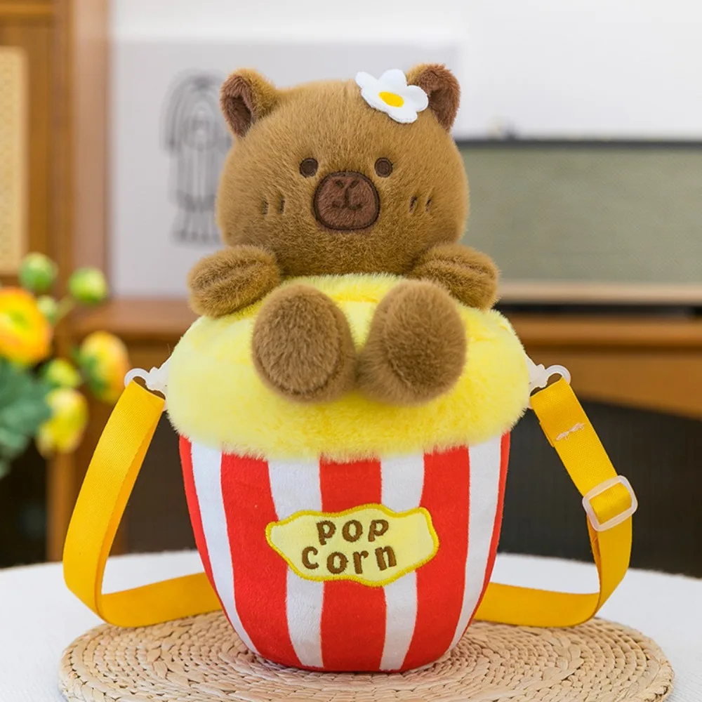 

Crossbody Popcorn Capybara Doll Bag Fluffy Soft Popcorn Capybara Plush Toy Animal Cute Popcorn Rabbit Stuffed Doll Children Girl