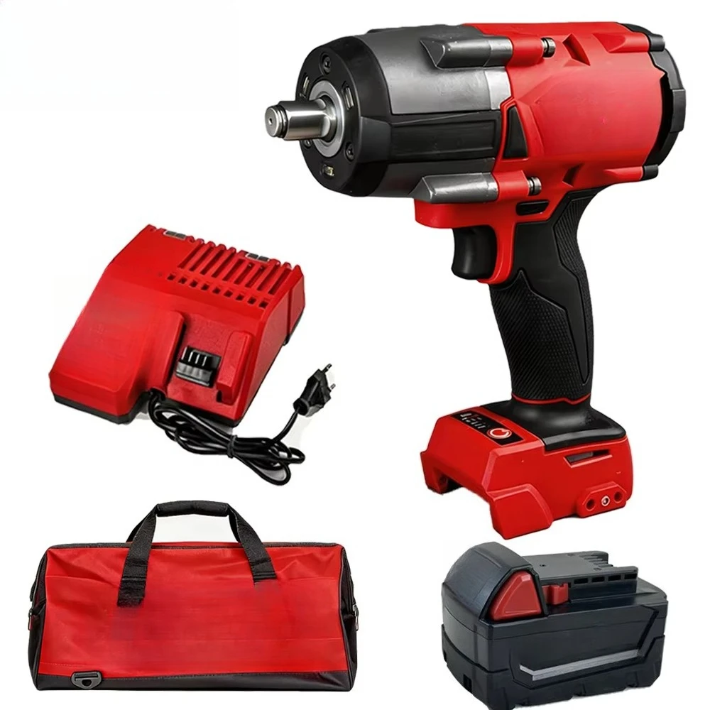 1/2inch 1200NM Electric Wrench with 18V 5.0Ah Battery Charger Complete Set Car Tire Repair Lithium Impact Wrench