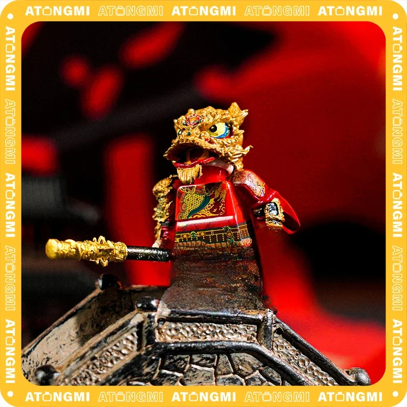 MOC 검은 신화 WuKong 빌딩 블록 색상 골드 레드 라이온 댄스 어린이 퍼즐 퍼즐 모델 액세서리 선물 컬렉션