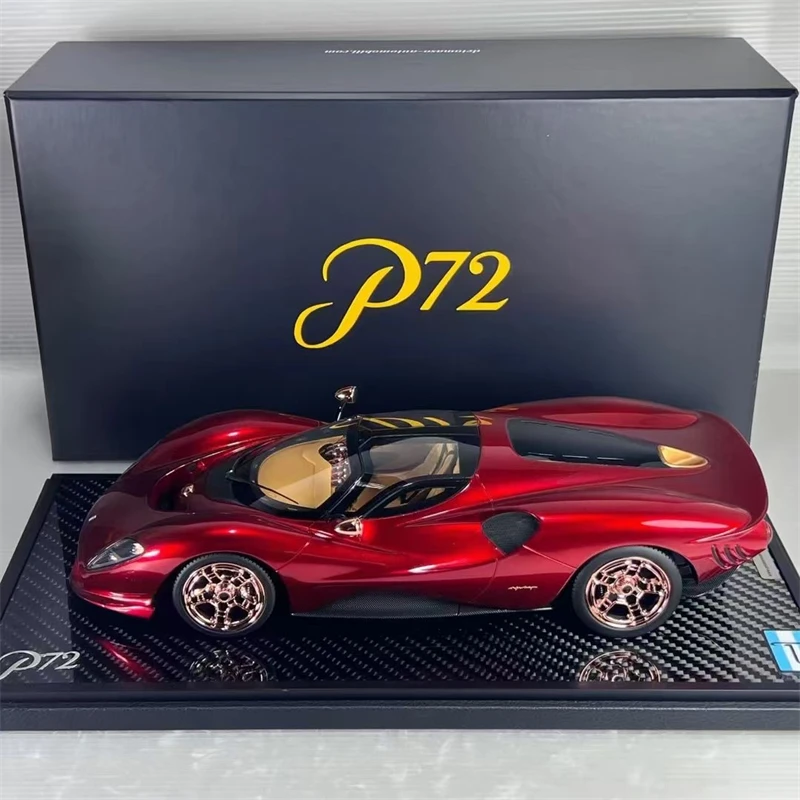 Peako 1:18 デトマソ P72 メタリックレッドシミュレーション限定版樹脂金属静的車モデルおもちゃギフト