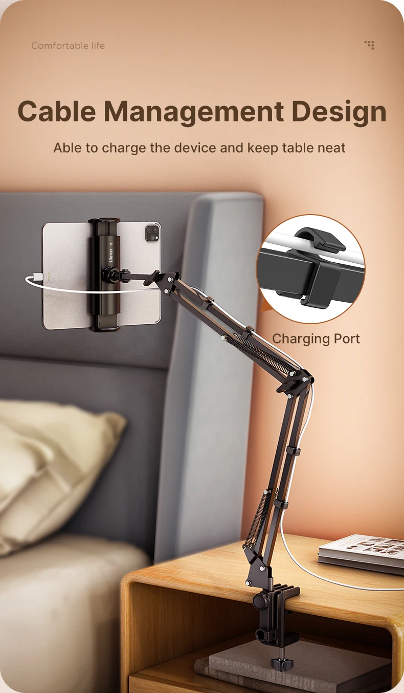 Ulanzi T2 Metal Desktop Stand Long Arm Tablet Stand Bed Desktop Lazy Bracket Support IPad Smartphone Holder Microphone Boom Arm