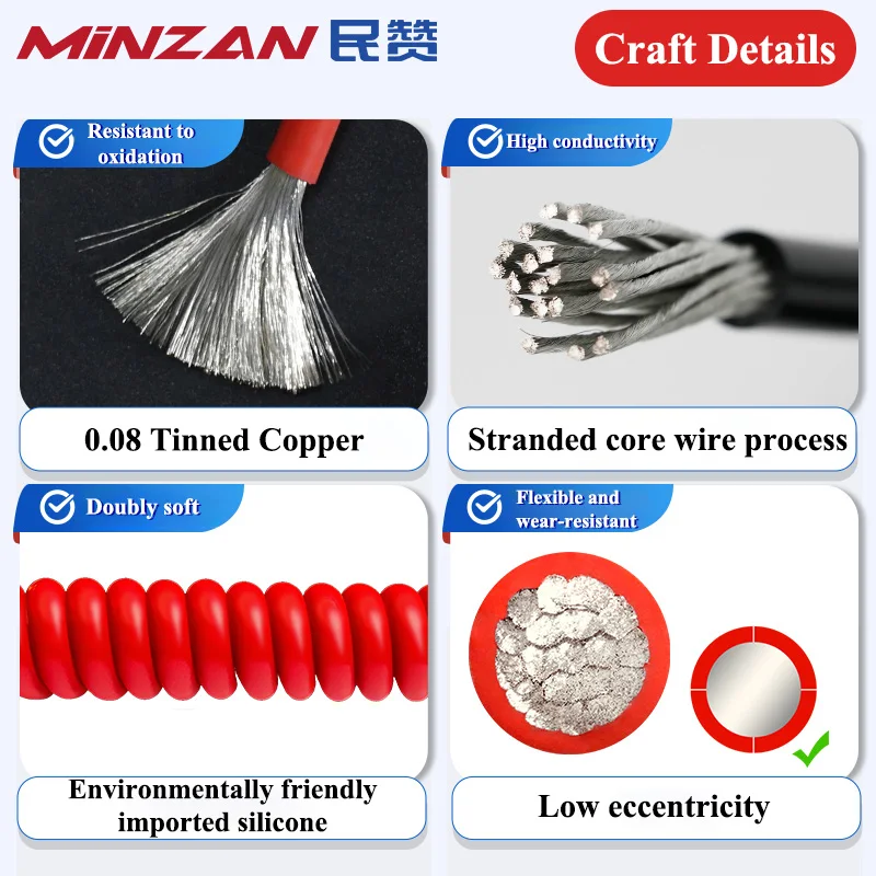 Super Soft Silicone Wire Red Black 13 12 11 10 9 8 7 6 5 4 3 2 1AWG Heat-resistant Car Battery Electrical Power Cable Automotive