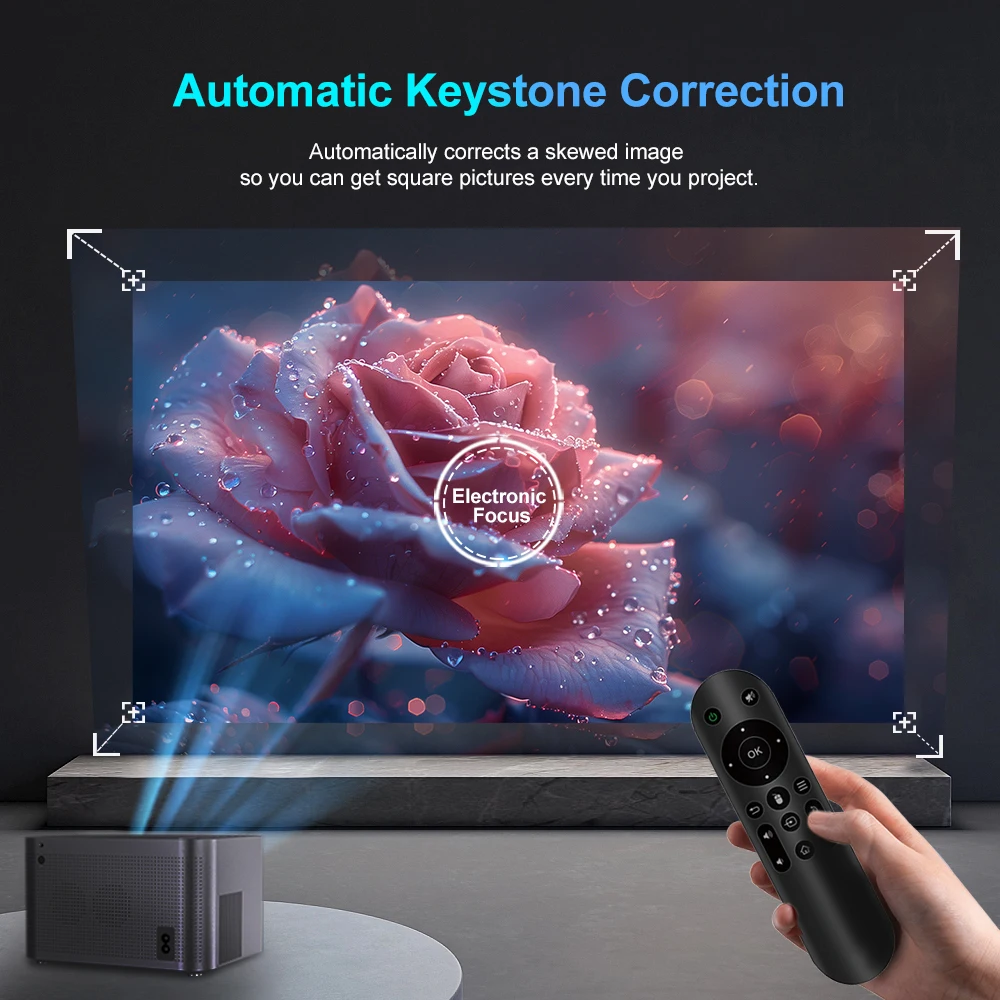 Proyector HY350 4K Android 11 580ANSI Wifi6.0 BT5.0 1080P Enfoque eléctrico Proyector inteligente para el hogar al aire libre con control remoto por