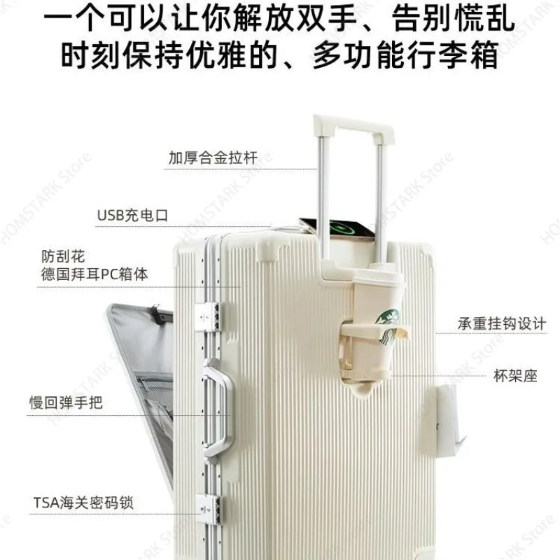 20 Inch Carry‑On Front‑Open Aluminum Frame Trolley Suitcase Macaron Color Password Luggage For Daily Business Outdoor Spare Part
