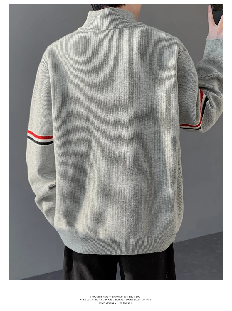 가을 비즈니스 카디건 남성 니트 지퍼 스웨터 카디건 니트웨어 한국 인기 의류 남성 의류 스웨터 코트 남성용