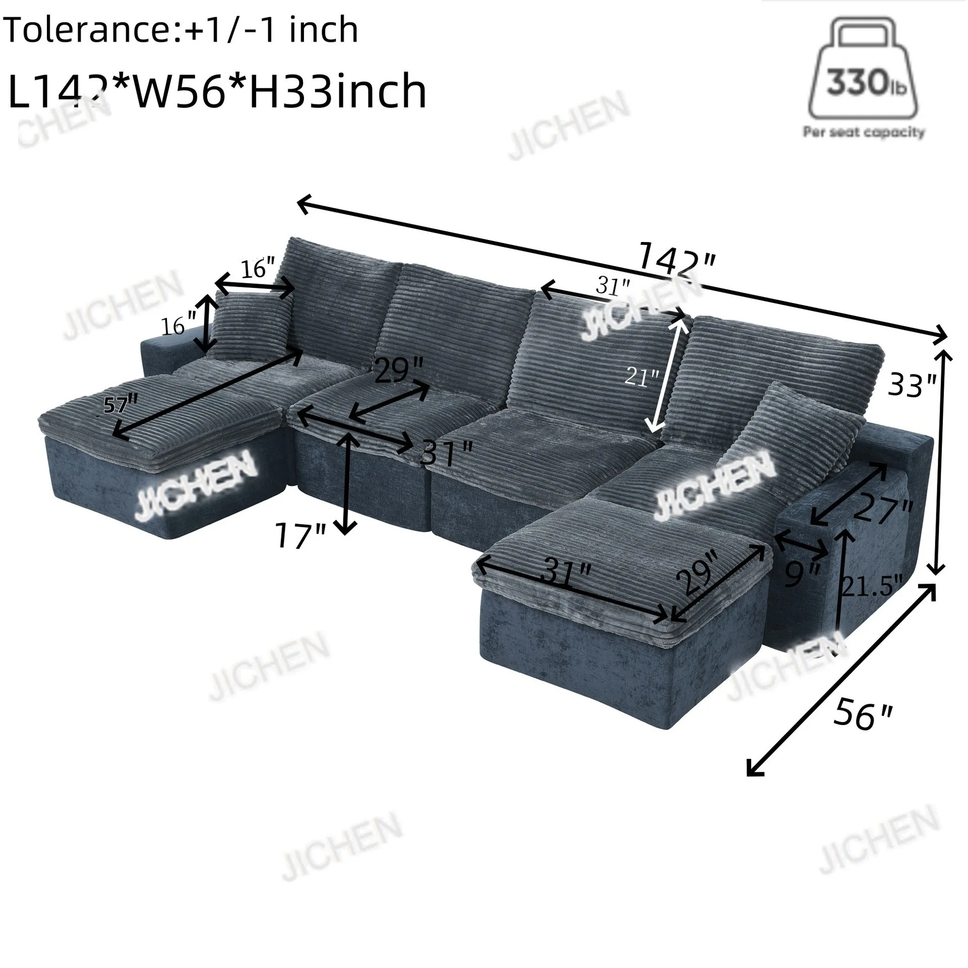 XJQC Compression Sofa Oversized Recliner Boneless Sofa Bed Corduroy Leisure Chair Double Sofa, Modular Sofa