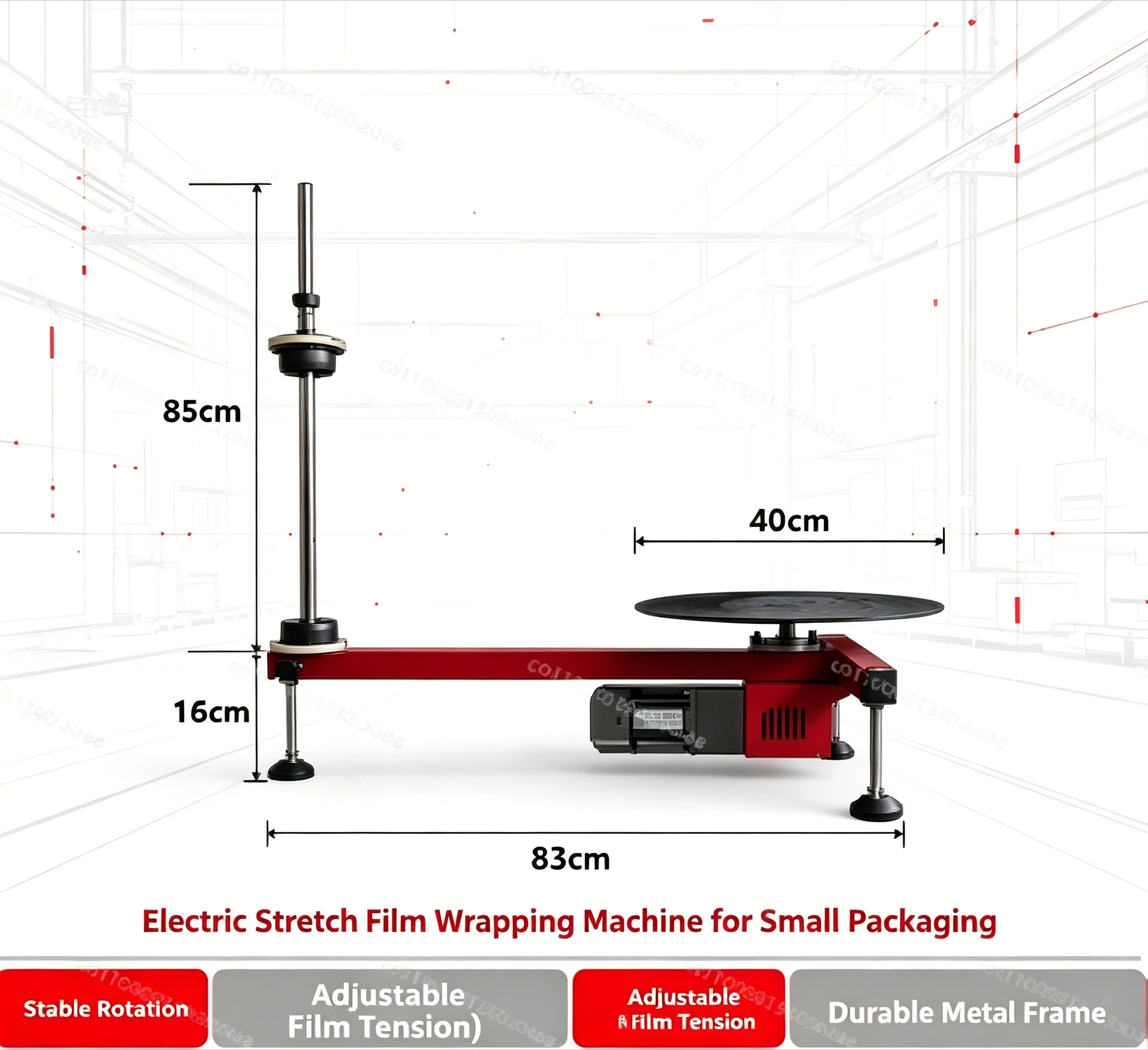 T-type Semi-automatic Electric Stretch Film Baler Carton Wrapping Machine Warehouse Logistics PE Winding Packaging Equipment