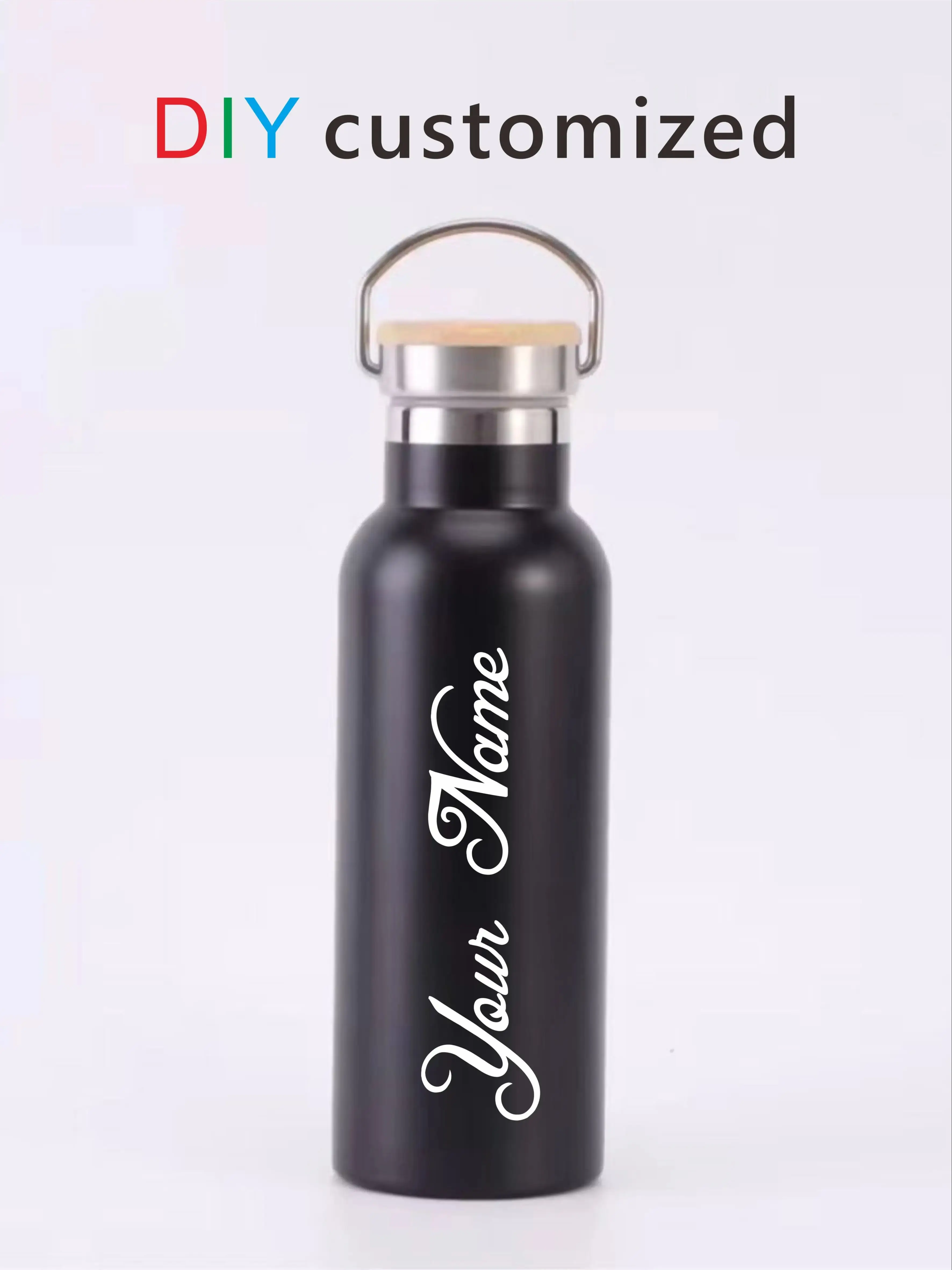 500ML Thermos DIY Customized Name Logo Photo UV Print Stainless Steel Soft Touch Water Bottle Vacuum Flask Office Business Gift