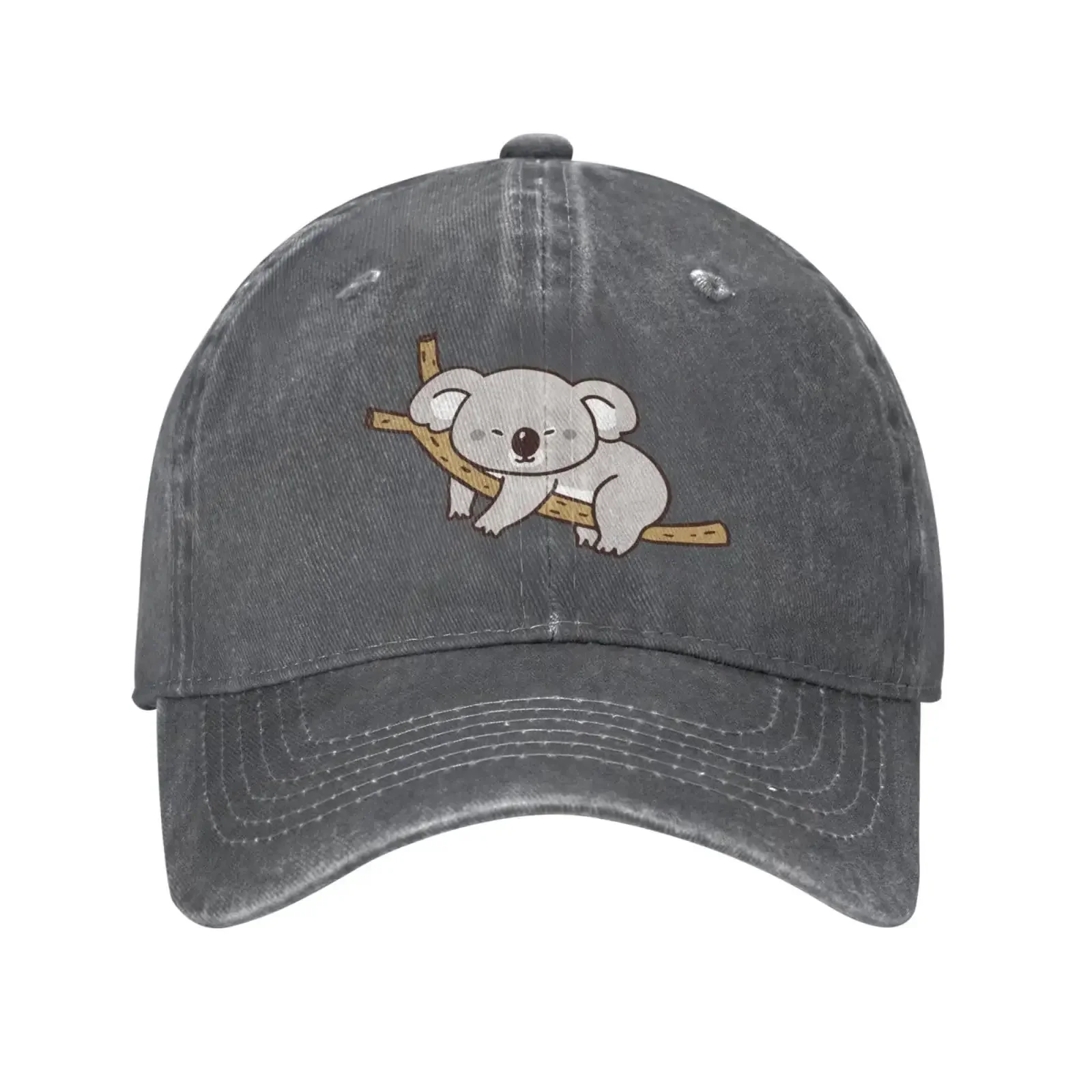 New Cartoon Koala Vintage Adjustable Washed Denim Cotton Low Profile Dad Trucker Hat Black Fitted Baseball Ball Cap for Men Unis