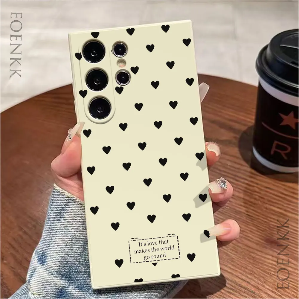 Funda de teléfono con diseño de corazón de amor negro para Samsung Note 10 20 Lite Pro Galaxy S25 S24 S23 S22 S21 S20 Ultra FE Plus funda de silicona