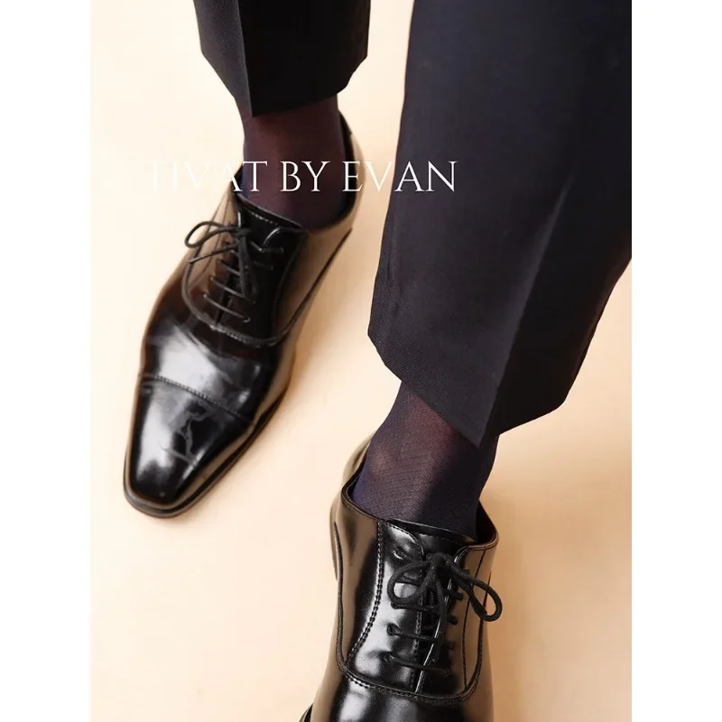 Jurk Sokken Man Zakelijk Klassiek Pak Hoge Sokken Man Pure Nylon Ruit Doorschijnend Ademend Zacht Dun Formele Kleding Kous