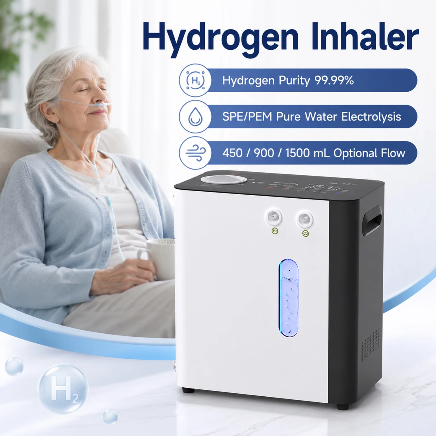Household Hydrogen inhaler Multifunctional Hydrogen generator Machine HHO water generator H2 gas generator High Purity 99.99%