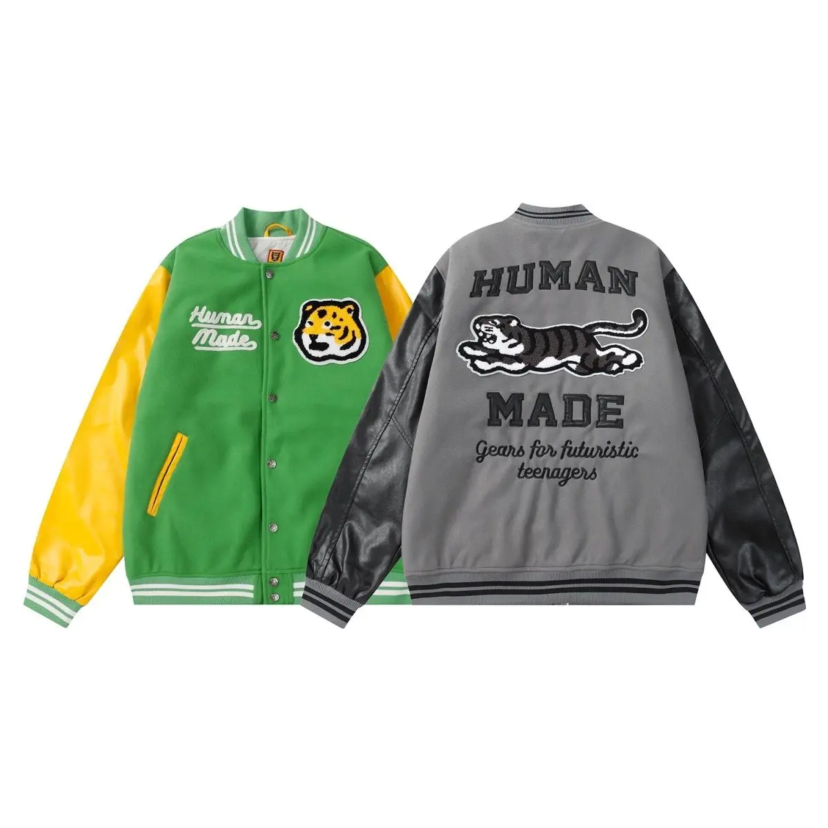 

HUMAN MADE 22SS JacketVarsity Tiger Head Hot Dog Embroidered Plush Baseball Jacket