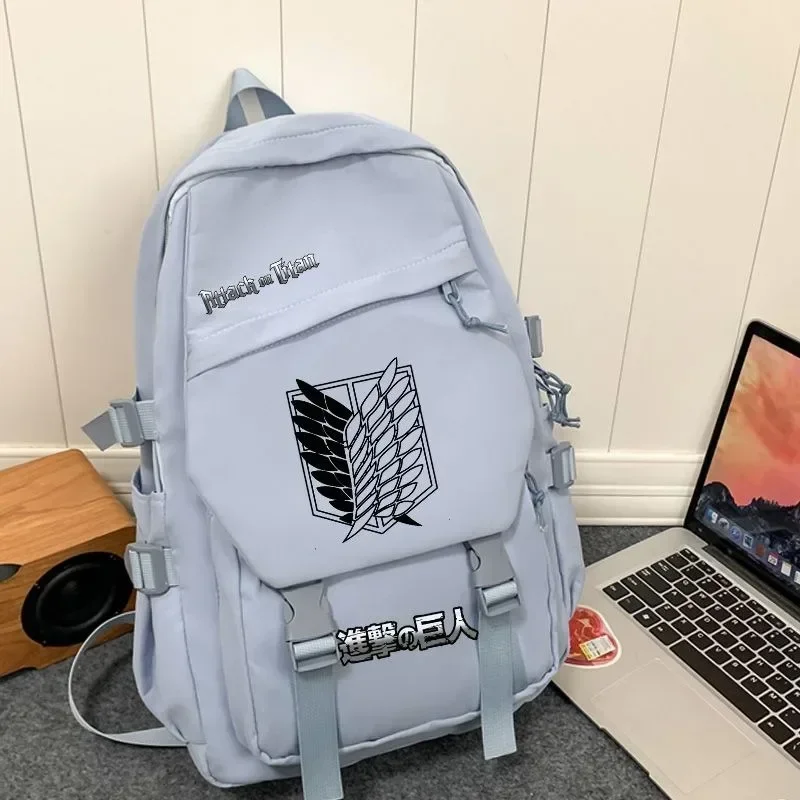 32×45×14cm Black Blue White, Attack On Titan, Shingeki no kyojin, Anime, Student Kids Teens School Bags, Backpacks, Girls Boys