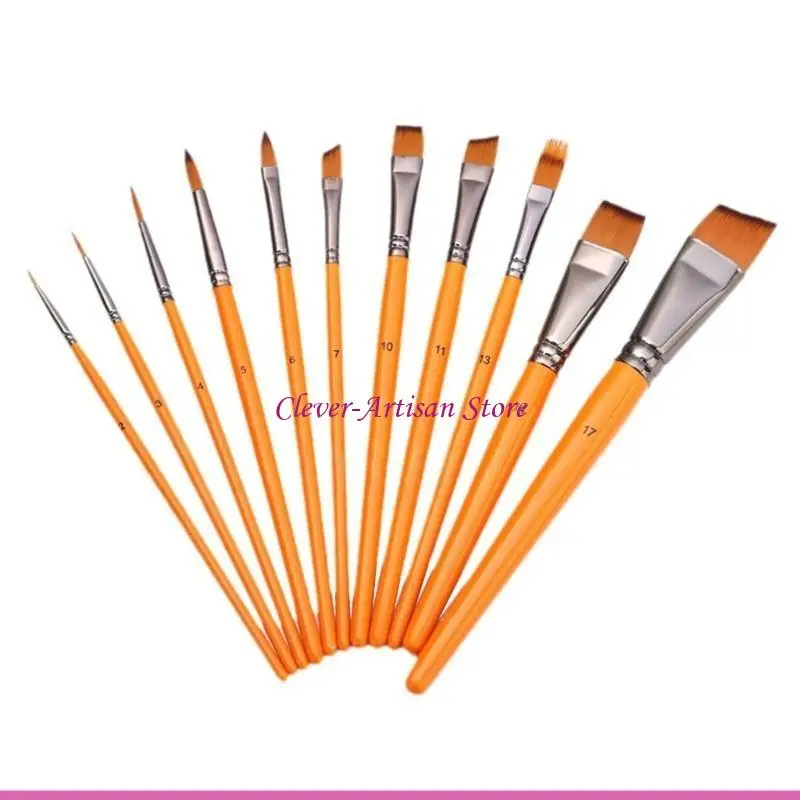 E06B 11 Pcs Paint Brushes Set Watercolour Painting Brushes Nylon Hair Paint Brushes Drawing Supplies for Body Painting