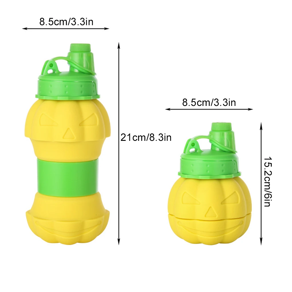 550ML Pumpkin Folding Water bottle Outdoor Sports Foldable Water Bottle Silicone Foldable Water Cup Leakproof Drinking Bottles