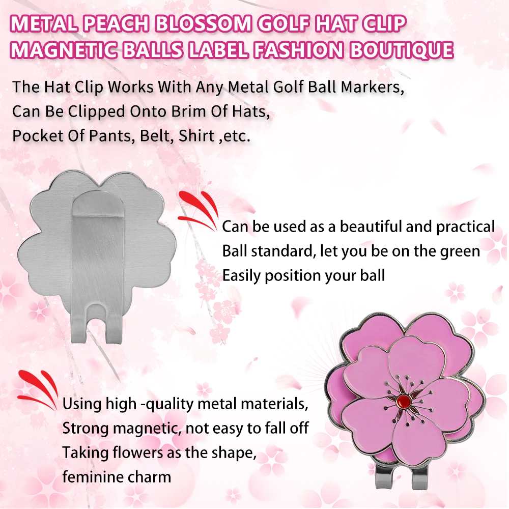 Caiton Rose Flower Golf Cap Clip with Strong Magnet, Anti-Rust Durable Marker, Securely Attaches to Hats or Belts