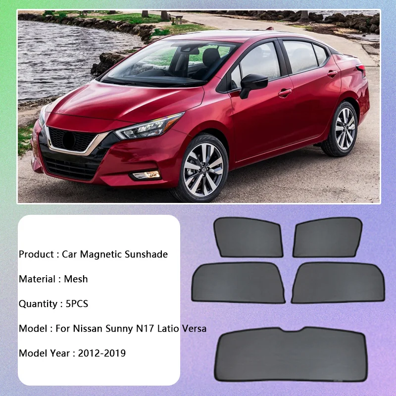 For Nissan Sunny N17 Latio Versa 2012 2013 2014 2015 2016 2017 2018 2019 Magnetic Sunshade Curtains Visor Auto Part Accessories