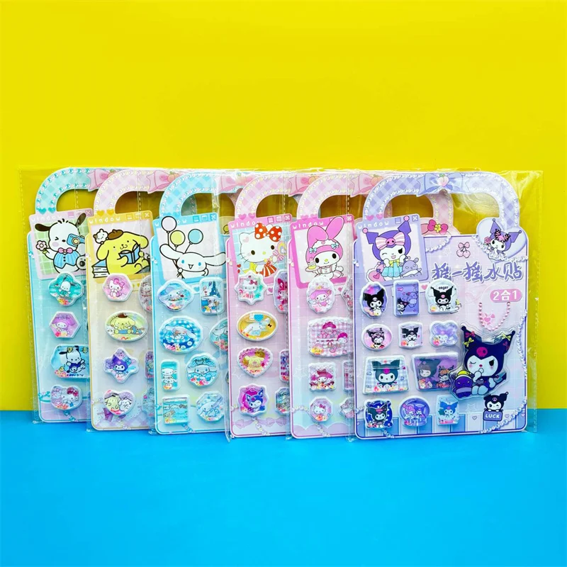 

24pcs/lot Sanrio Melody Kuromi Kitty Pochacco Sticker Cute Shake Water Stickers 3d Decorative Cute Stationery Gift School Supply