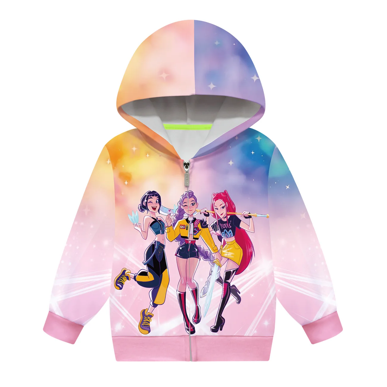 

Забавные толстовки на молнии Kpop Demon Hunters, черная толстовка с капюшоном, детская одежда, толстовка на молнии для девочек и мальчиков, детский повседневный топ