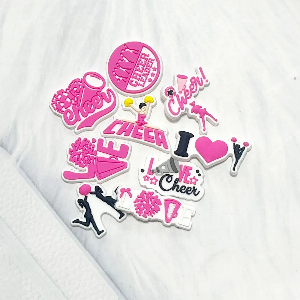 9pcs cheerleaders Shoes Charms Accessories Fit Clog Backapck Wristbands Shoe Decorate Buckle Handmade jewelry Parties Kids Gift