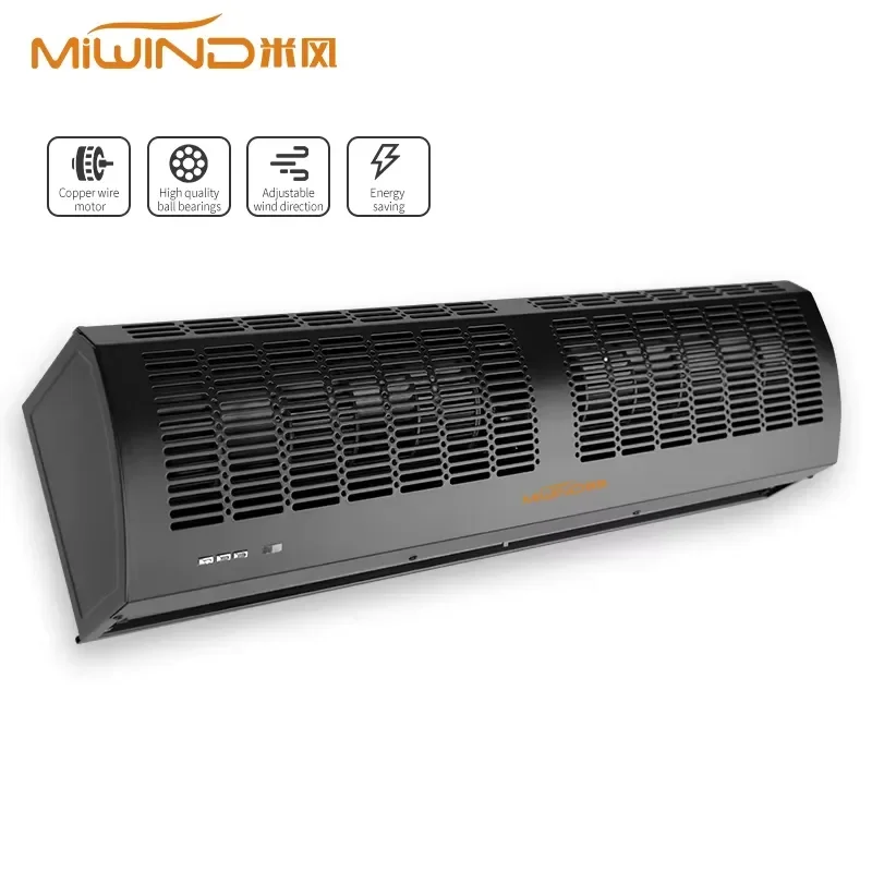 For Miwind Industrial Air Curtain AC Motor Pure Copper Zinc-Plated Shell High Airflow Wall/Window Mount 3-Year Warranty Long