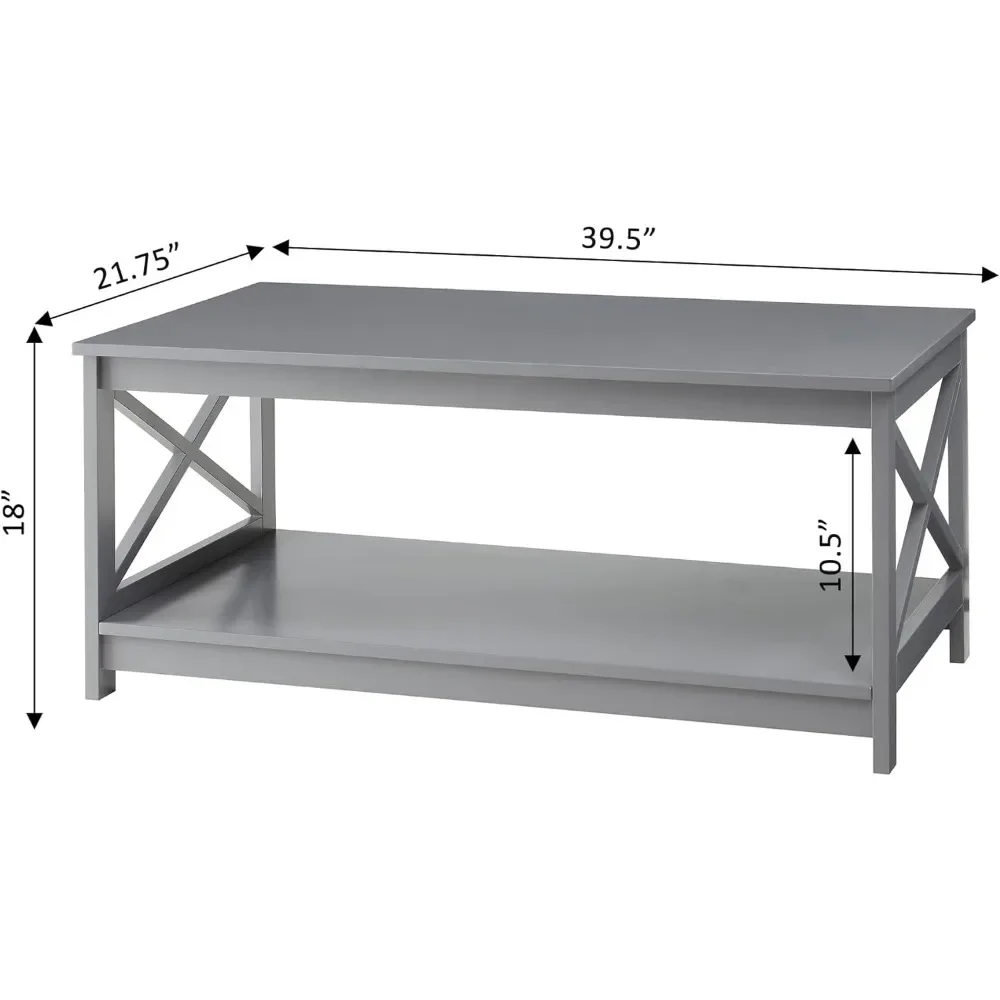 Oxford Coffee Table With Shelf Coffee Tables for Living Room Furniture Gray Nightstands Dining Room Sets Hidden Storage Coffe