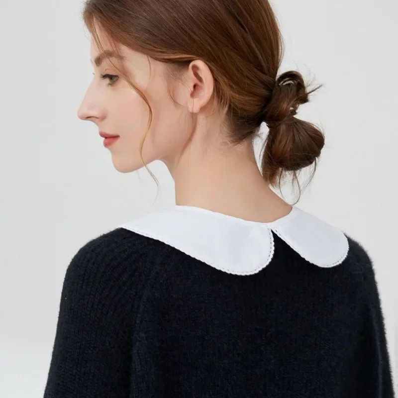 French Style Women Shirt Detachable Faux False Collar Sweet Lace Trim Button Necklace Choker Ladies Shoulder Wraps Collars
