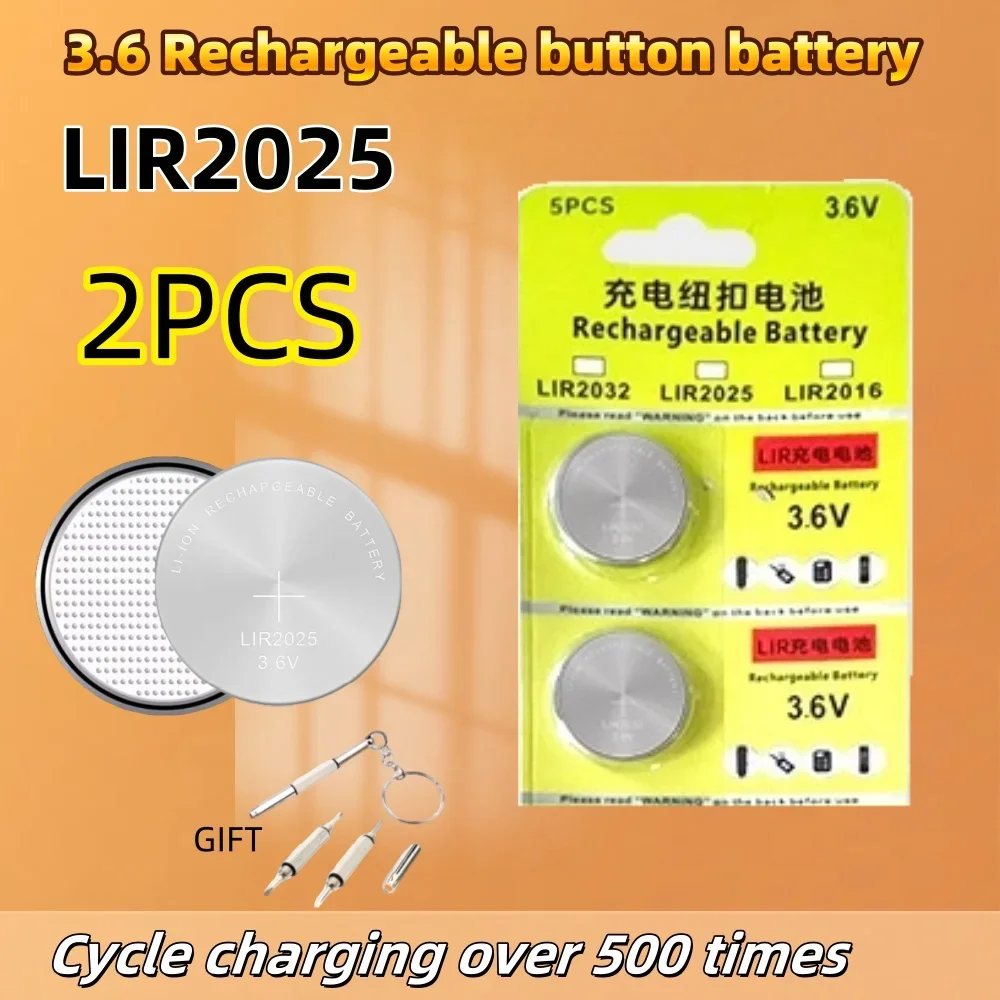 2-50PCS LIR2025 Rechargeable 3.6V 25mAh Lithium Coin Battery for Watches, Can Replace CR2025 Button Cell Long Lasting