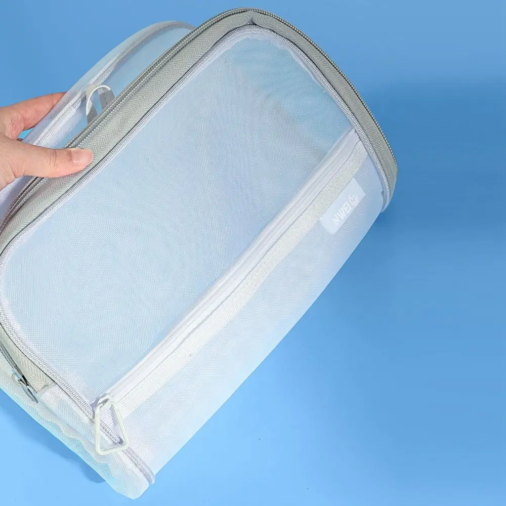 Portable Mesh Zipper Pouch Bag Large Capacity Waterproof Transparent File Holder Breathable Thickened Document Organizer