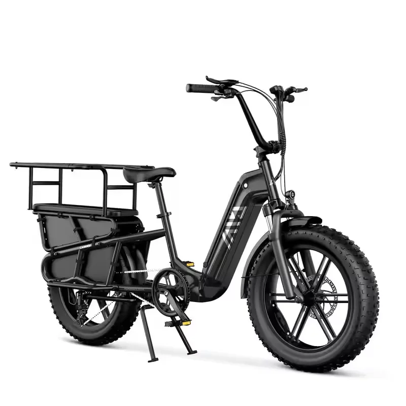 Electric Cargo Bike For Food Delivery 48V 250W Brushless Motor 15AH Lithium Battery 7-Speed Steel Frame Hydraulic Brakes E-Bike