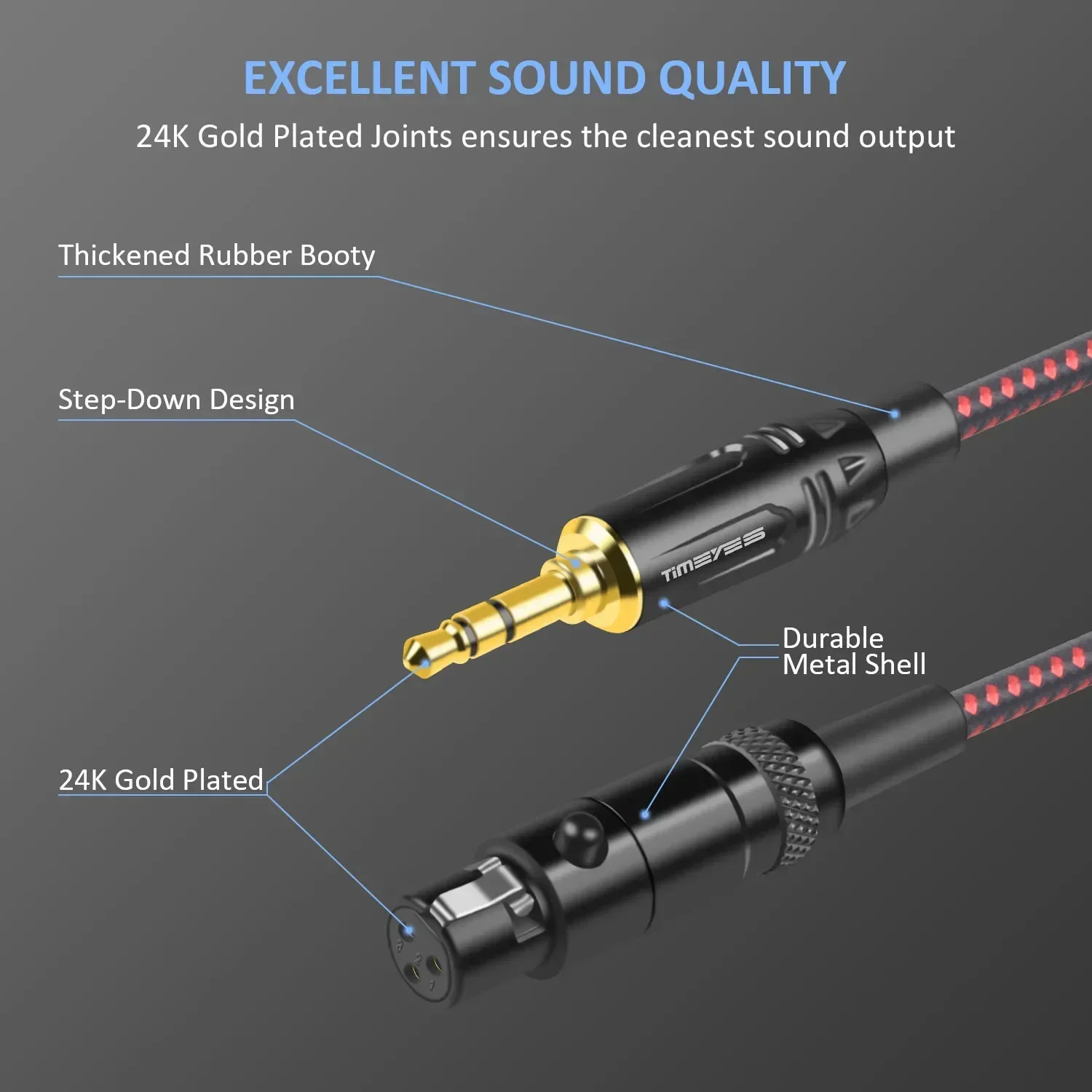 TIMEYES cavo Audio Stereo da 3.5mm a Mini XLR femmina da 1/8 pollici da TRS a 3 pin Mini XLR femmina cavo Audio per cuffie