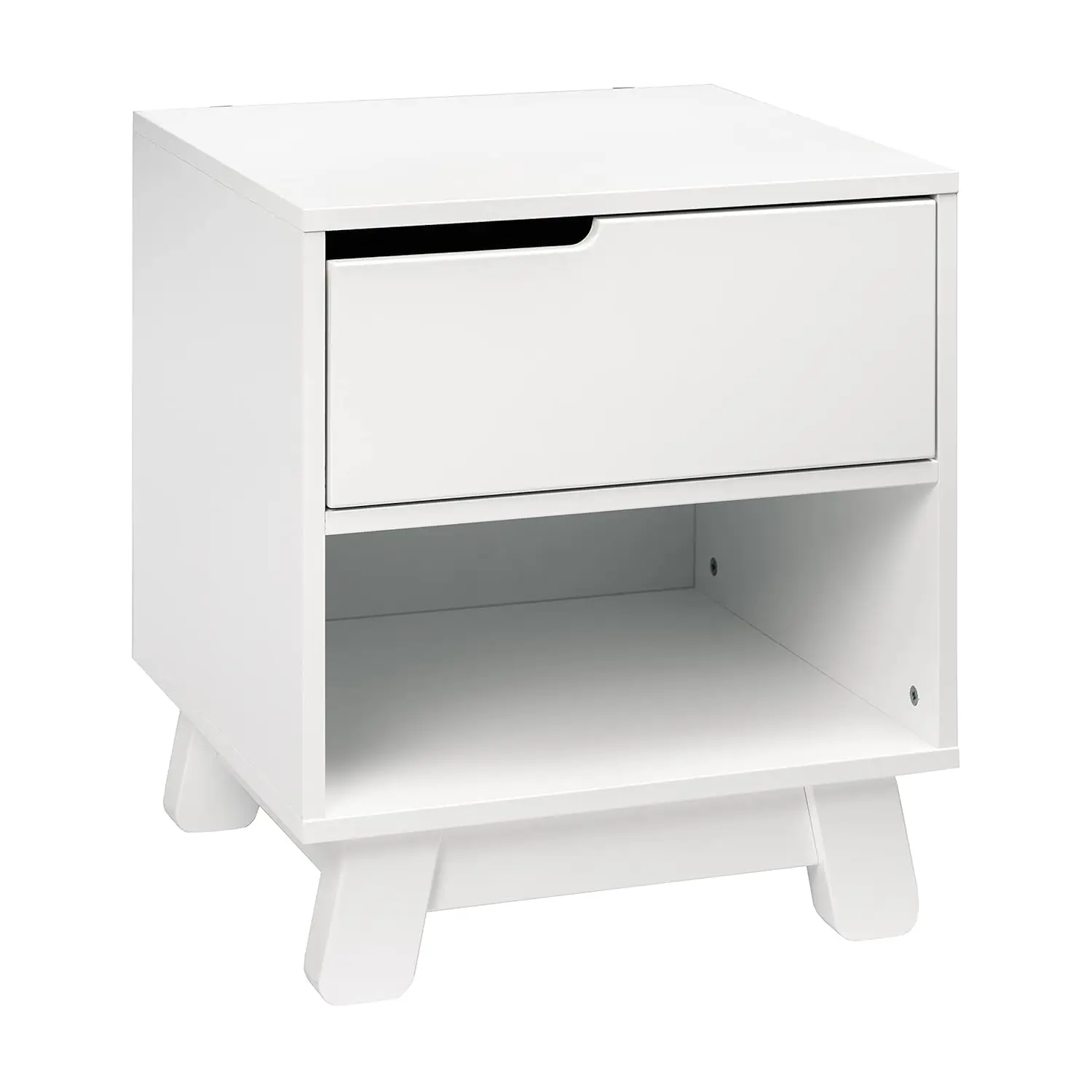 

Nightstand with USB Port in White 1 Drawer and Storage Cubby Made Eco friendly Non toxic Materials provide ample storage