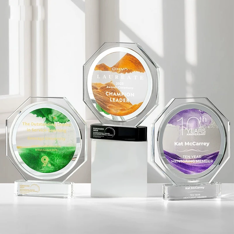 Innovative Crystal Sand Trophy Award 2026 New Gift High-End Thank You Plaque Retirement Medal Customizable Display Piece