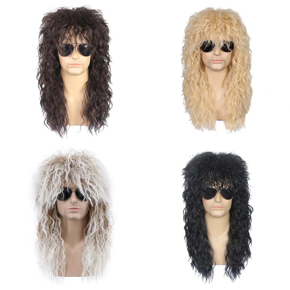 

Синтетический парик в стиле ретро-рок-панк 80-х годов, маленькие вьющиеся волосы в африканском стиле, подходит для мужчин и женщин, термостойкий парик для ежедневных вечеринок