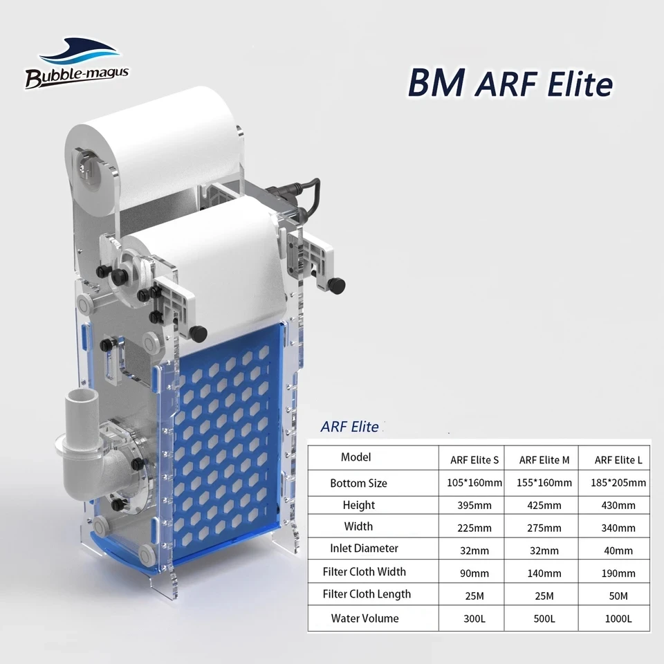 نموذج محسن من Bubble Magus ARF Elite 2025: نظام فلتر أسطوانة الصوف التلقائي، تنقية المياه بقوة في أحواض السمك