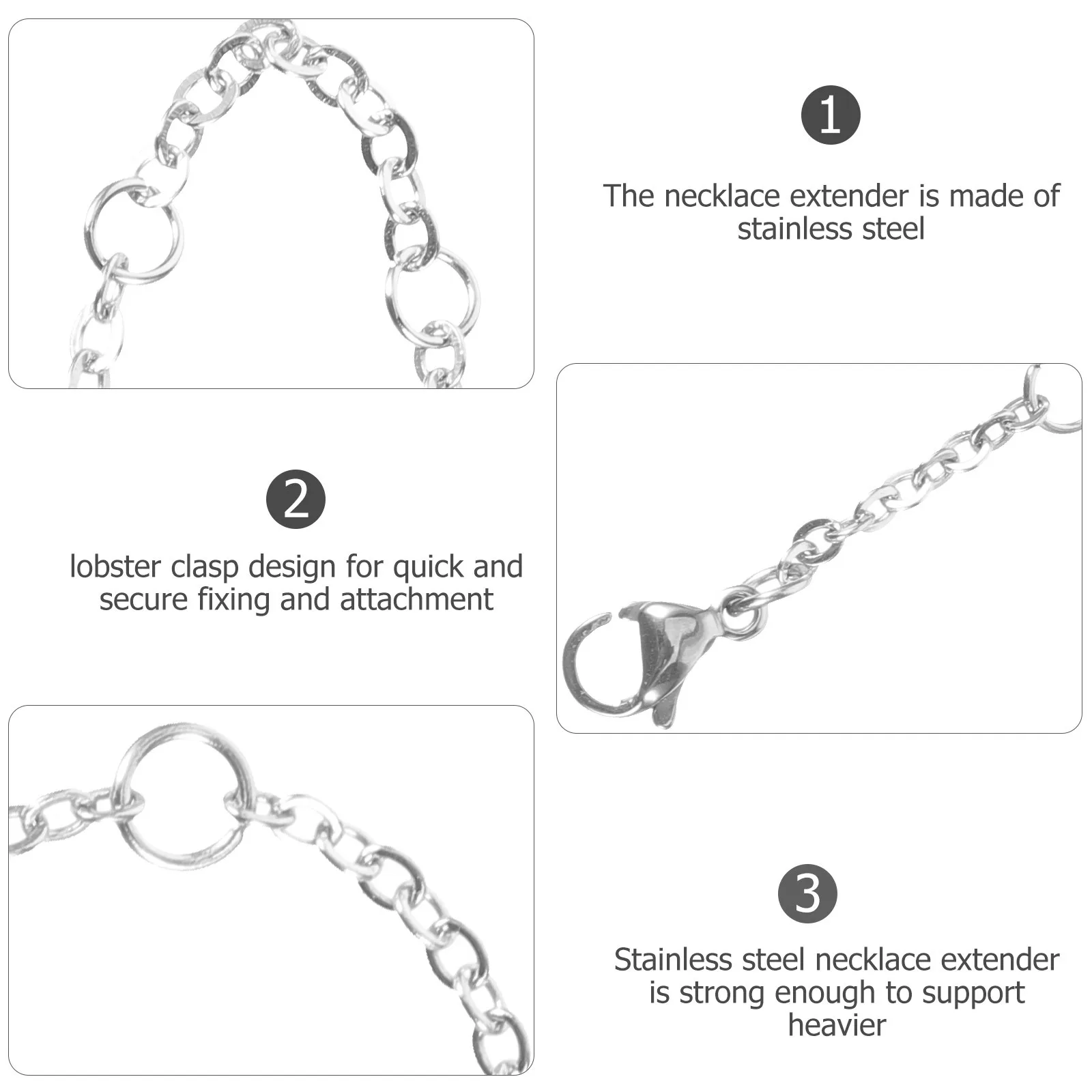 

30 шт. серебряные удлинители для ожерелья из нержавеющей стали, застежка-лобстер, удлинитель цепи для браслетов, ножных браслетов, изготовления ювелирных изделий