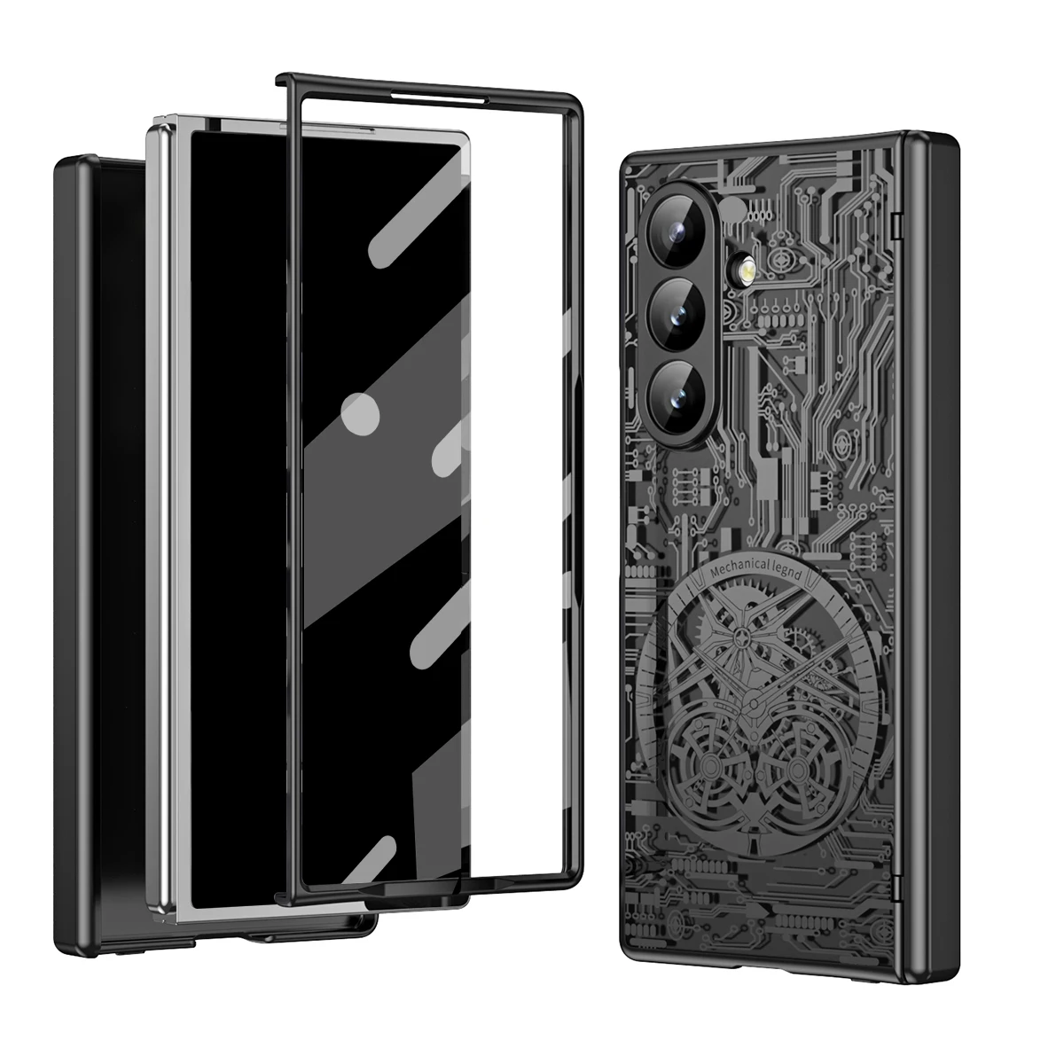 

Роскошный механический чехол Legend Plating для Samsung Galaxy Z Fold 7, 6, 5, 4, 3, складной шарнир с стеклянной пленкой на передний экран
