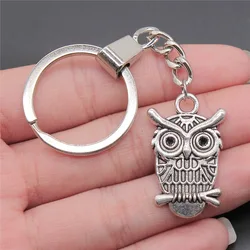 남성용 DIY 부엉이 펜던트 키 체인, 금속 홀더 체인, 빈티지 2 색, 33x21mm, 직송