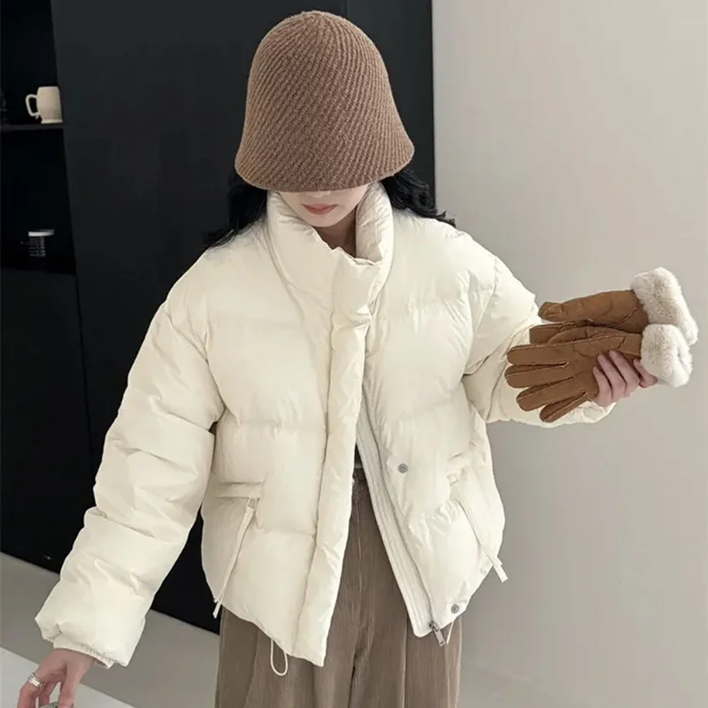 여성용 숏 다운 재킷 2025 겨울 신상품 달콤하고 슬림한 푸퍼 코트 두꺼운 보온 아우터웨어 트렌디