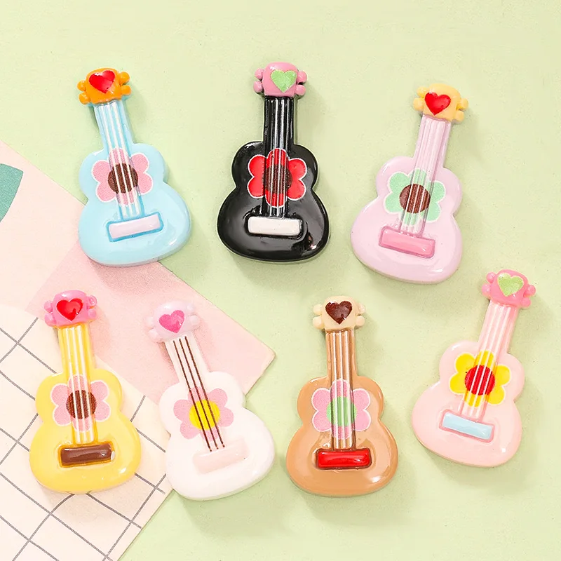 10Pcs New Cute Cartoon Guitar Series Flat Back Resin Cabochons Scrapbooking DIY Jewelry Craft Decoration Accessorie