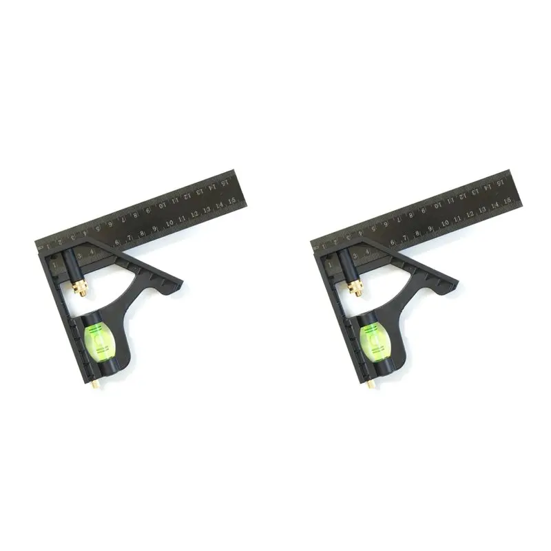 AB33-2Pcs 150Mm Multifunctional Combined Square Ruler Movable 45-Degree Right-Angle Crutch Measuring Tool