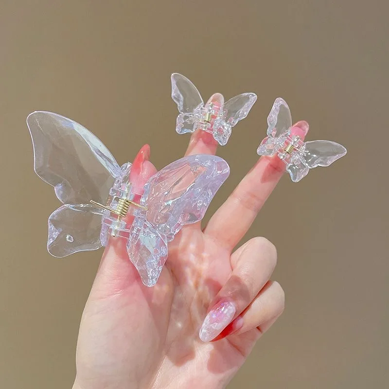 3Pcs/set Sweet Transparent Butterfly Hair Claw Clip  Clamp Hairpin Barrette Women Girl Temperament Headwear Party Accessories