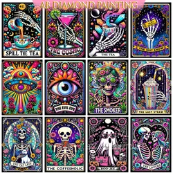 DIY AB Diamond Embroidery Tarot Card Diamond Painting Cartoon Skeleton Cross Stitch Set Halloween Art Decoration Gift