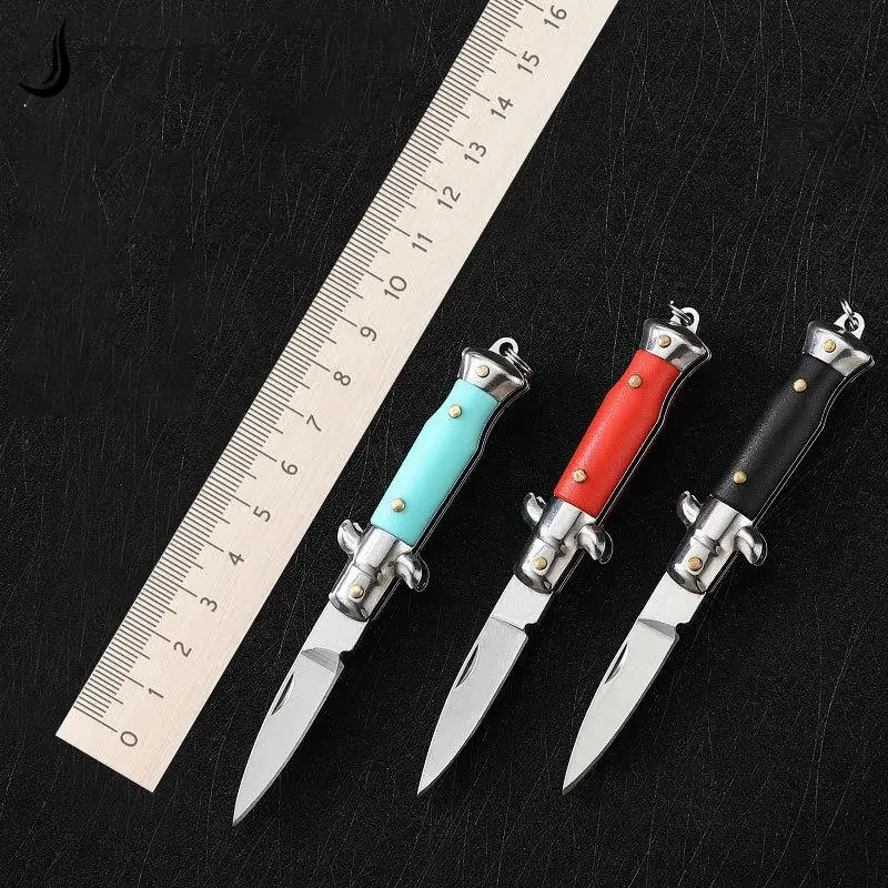 Aço inoxidável portátil Folding Mini Pocket Knife Multifuncional Keychain Pendant, cortador de lâmina, Camping Tool, abridor ao ar livre